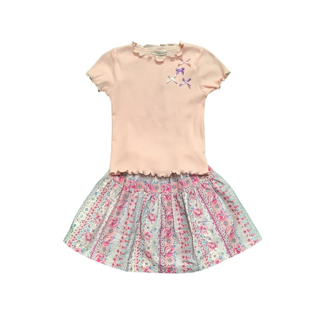 リボン付きテレコTシャツ
