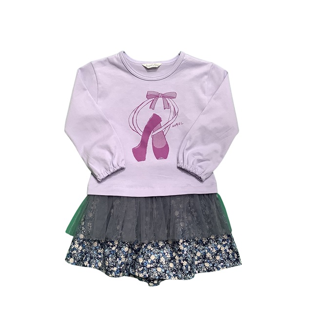 バレエシューズプリントロングスリーブＴシャツ