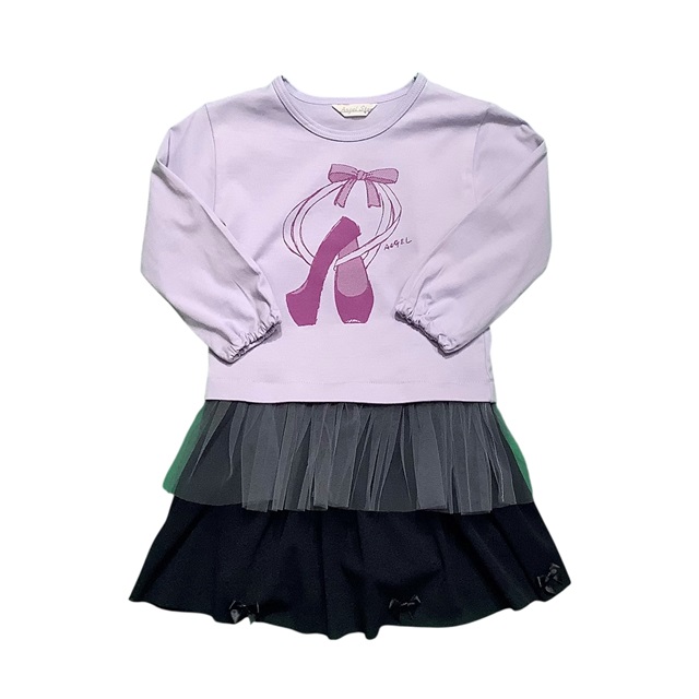 バレエシューズプリントロングスリーブＴシャツ