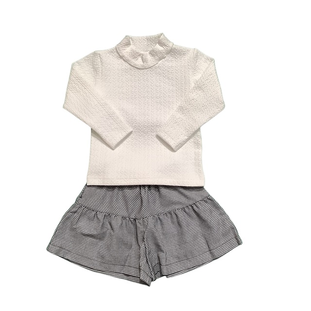 縄編み柄ロールネックロンティ