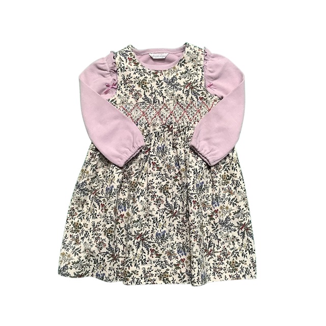 花柄スモッキングジャンパースカート